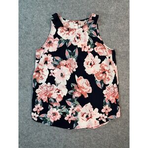 Eliane Rose Navy Pink‎ Floral Sleeveless Button Back Blouse Small NWT